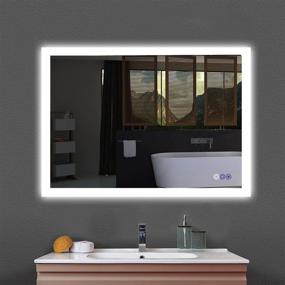 img 4 attached to 🪞 36X28 Inch LED Backlit Vanity Mirror with Touch Switch - WOZZIO Anti-Fog Wall Mounted Mirror, Lighted Bathroom Mirror for Warm White/Natural/Daylight Lights (Vertical/Horizontal)