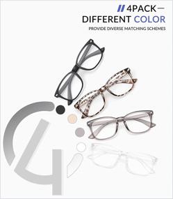 img 1 attached to Blue Light Blocking Glasses - Anti Glare UV/Blue Ray Filter Computer Gaming Glasses Fashion Fake Eyeglasses Frames For Women Men (Gaoye 4-Pack)