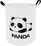 🐼 acmuuni 19.7&#34; round canvas large clothes basket laundry hamper with handles, waterproof cotton storage organizer – ideal for kids boys girls toys room, bedroom, nursery, home, gift basket (panda) logo