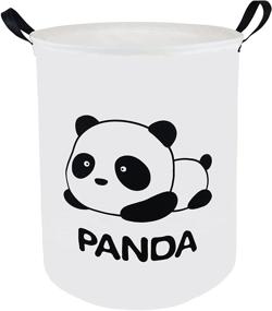 img 4 attached to 🐼 ACMUUNI 19.7&#34; Round Canvas Large Clothes Basket Laundry Hamper with Handles, Waterproof Cotton Storage Organizer – Ideal for Kids Boys Girls Toys Room, Bedroom, Nursery, Home, Gift Basket (Panda)