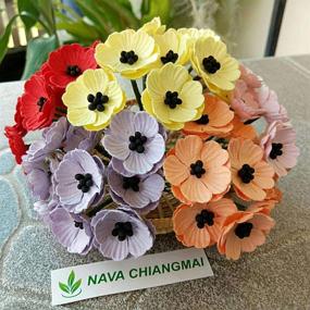 img 2 attached to 🌺 NAVA CHIANGMAI Mixed Color Poppies Mulberry Paper Flowers - Ideal for Scrapbooking, Wedding Decor, Doll House Supplies, DIY Crafts, and Home Decoration