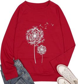 img 3 attached to Dandelion Sweatshirt: Stylish Casual Crewneck Loose Pullover for Women with Long Sleeves & Graphic Tee Design