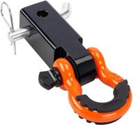 🚚 liberrway heavy duty shackle hitch receiver 2 inch - 41918 lbs break strength, never rust, orange, with 3/4'' d ring shackle - perfect towing accessories for trucks logo