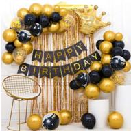 birthday decoration including balloons metallic logo