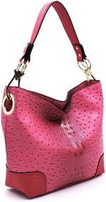 img 3 attached to 👜 Shoulder Handbag and Wallet Set for Women - Ostrich Embossed Leather Matching Hobo Bags