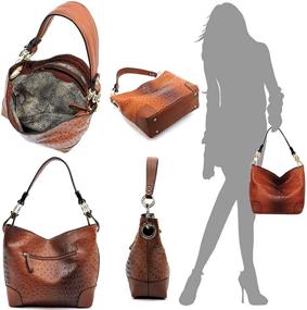 img 2 attached to 👜 Shoulder Handbag and Wallet Set for Women - Ostrich Embossed Leather Matching Hobo Bags