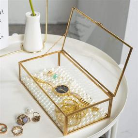 img 3 attached to 📦 Golden Vintage Glass Lidded Box: Stylish Bracelet Keepsake & Jewelry Organizer (8x4.5x2in)