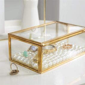 img 1 attached to 📦 Golden Vintage Glass Lidded Box: Stylish Bracelet Keepsake & Jewelry Organizer (8x4.5x2in)