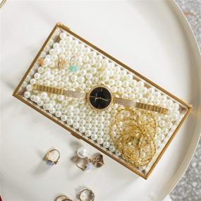 img 2 attached to 📦 Golden Vintage Glass Lidded Box: Stylish Bracelet Keepsake & Jewelry Organizer (8x4.5x2in)