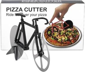 img 1 attached to 🚲 Bicycle Pizza Cutter - The Original PIZZA WHEELIE - Dual Stainless Steel Bike Wheels + Kitchen Display Stand: A Perfect Slice of Convenience