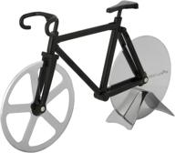 🚲 bicycle pizza cutter - the original pizza wheelie - dual stainless steel bike wheels + kitchen display stand: a perfect slice of convenience logo