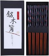 antner 5 pairs hardwood chopsticks: reusable japanese style natural wood gift set logo