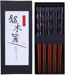 img 4 attached to Antner 5 Pairs Hardwood Chopsticks: Reusable Japanese Style Natural Wood Gift Set