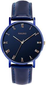 img 1 attached to AIKURIO Waterproof Leather Ultra Thin Women's Watches - Enhancing Beauty and Durability