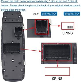 img 3 attached to Высококачественная кнопка управления мощностью левой стороны окна MOCW 68110871AA для Dodge Grand Caravan 2012-2017 и Chrysler Town & Country 2012-2016
