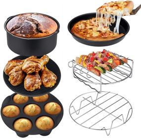 img 4 attached to 🍽️ Ultrean Air Fryer Accessories: 6-Piece Set for 5.8Qt and 6Qt Air Fryers - BPA Free, Non-Stick, Dishwasher Safe, XL Compatibility