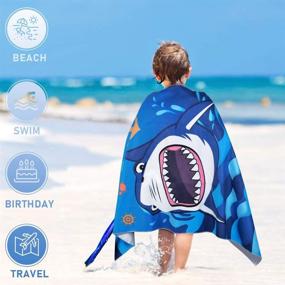 img 2 attached to 🦈 Premium Microfiber Shark Beach Towel - Sand Free, Quick Dry, 30” × 60” Blue Towel for Beach, Camping, & Pool – Water Absorption Picnic Swim Shower Bath Towel – Ocean Shark Party Supplies