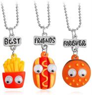 🍟 set of 3 cartoon necklaces: french fries, hot dog bread, hamburger pendant - best friends unicorn necklace christmas bff sets jewelry (ships) logo