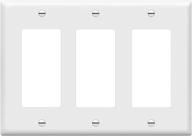 🔌 enerlites 3-gang decorator wall plate, 4.50" x 6.38", gloss finish, white polycarbonate thermoplastic - outlet switch receptacle, 8833-w логотип