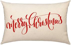 img 2 attached to 🎄 4TH Emotion Christmas Letter Throw Pillow Cover Cushion Case for Sofa Couch, 12"x20" Cotton Linen #A