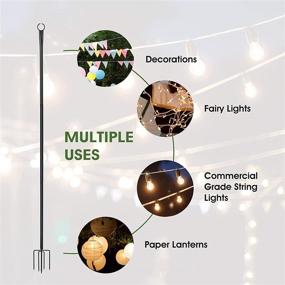 img 2 attached to 🏞️ Heavy Duty Outdoor String Light Poles with Hooks and 4-Prong Fork - Metal Post for Hanging String Lights in Deck, Patio Garden, Backyard - Ideal for Weddings, Parties - Pack of 2