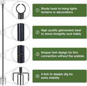 img 1 attached to 🏞️ Heavy Duty Outdoor String Light Poles with Hooks and 4-Prong Fork - Metal Post for Hanging String Lights in Deck, Patio Garden, Backyard - Ideal for Weddings, Parties - Pack of 2