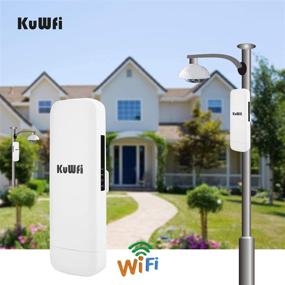 img 2 attached to 📶 KuWFi Outdoor CPE WiFi 300Mbps 2.4G Waterproof CPE 1W High Power 3 Kilometer Long Range Wireless Outdoor AP Access Point CPE with POE Adapter & 15dBi Antenna Long Range and LED Display (2 Units)