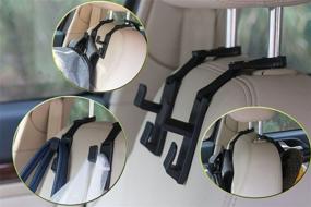 img 3 attached to 🚗 Car Headrest Hooks for Front & Back Seat - Multi-Functional Organizer for Purse, Grocery Bags, Handbag, and Backpack (Set of 4)