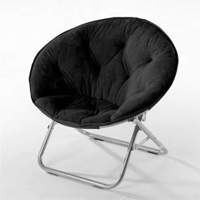 img 4 attached to 🪑 Черный городской магазин Super Soft Faux Fur Saucer Chair: Складная металлическая рама для увеличения комфорта