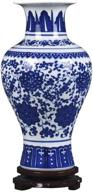 🌿 fishtail blue and white porcelain vase by fanquare jindezhen: handmade twig lotus ceramic vase for flowers, small decorative vase - 11 inches logo