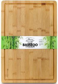 img 3 attached to 🍽️ Heim Concept Organic Bamboo Cutting Board: Extra Large Chopping Board for Kitchen, Ideal for Meat, Vegetables, Fruits, Cheese - 18x12x3/4