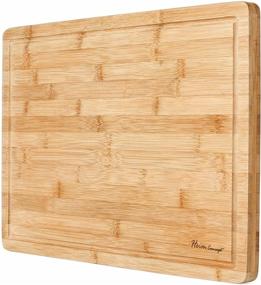 img 4 attached to 🍽️ Heim Concept Organic Bamboo Cutting Board: Extra Large Chopping Board for Kitchen, Ideal for Meat, Vegetables, Fruits, Cheese - 18x12x3/4