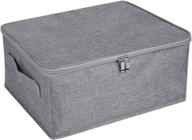 📦 gray anminy storage bins - small size: foldable cotton linen fabric organizer with zipper lid and handles логотип