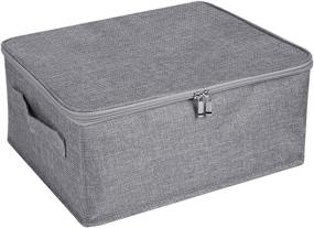 img 4 attached to 📦 Gray ANMINY Storage Bins - Small Size: Foldable Cotton Linen Fabric Organizer with Zipper Lid and Handles