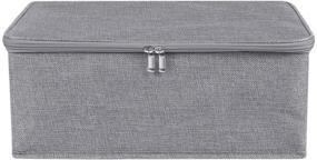 img 3 attached to 📦 Gray ANMINY Storage Bins - Small Size: Foldable Cotton Linen Fabric Organizer with Zipper Lid and Handles