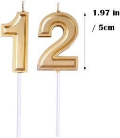 img 2 attached to Mart Gold 12th Birthday Candles: Spark up Your Celebration with Number 12 Cake Topper!