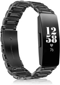 img 4 attached to Fintie Stainless Steel Bands - Compatible with Fitbit Inspire 2 / Inspire HR / Inspire, Black Metal Strap Replacement Wristband for Fitness Tracker