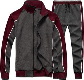 img 4 attached to 🏃 AOTORR Men's Athletic Running Tracksuit Set: Stay Stylish and Comfortable with our Casual Full Zip Jogging Sweat Suit