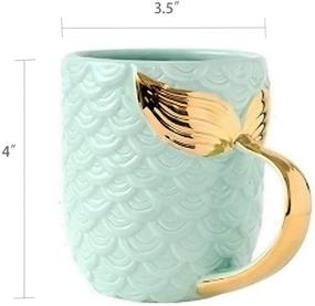 img 3 attached to 🧜 ZaH 15 oz Mermaid Mug: Ceramic Coffee Cup with Gold Handle and Blue Mermaid Tail Design - Perfect Gift for Birthdays, Bridal Showers, Engagements, and Weddings