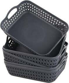 img 4 attached to Set of 6 Morcte Grey Plastic Mesh Small Storage Baskets for Organizing