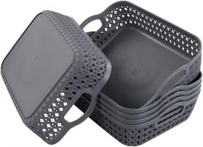 img 3 attached to Set of 6 Morcte Grey Plastic Mesh Small Storage Baskets for Organizing