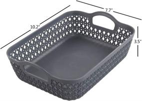 img 2 attached to Set of 6 Morcte Grey Plastic Mesh Small Storage Baskets for Organizing