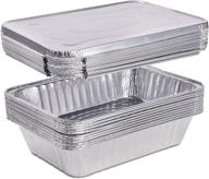 10 count - 2.25lb disposable aluminum foil pans with lids | oblong cookware 🍽️ pans - perfect for baking, meal prep, cooking, roasting, grilling, toasting | includes foil lids logo