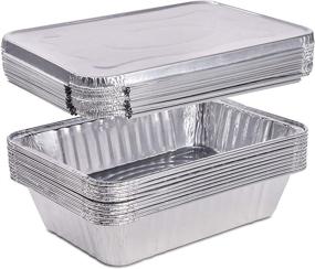 img 4 attached to 10 Count - 2.25lb Disposable Aluminum Foil Pans with Lids | Oblong Cookware 🍽️ Pans - Perfect for Baking, Meal Prep, Cooking, Roasting, Grilling, Toasting | Includes Foil Lids