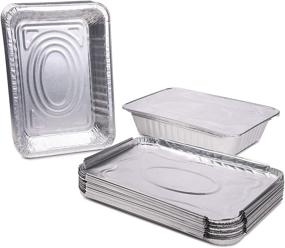 img 1 attached to 10 Count - 2.25lb Disposable Aluminum Foil Pans with Lids | Oblong Cookware 🍽️ Pans - Perfect for Baking, Meal Prep, Cooking, Roasting, Grilling, Toasting | Includes Foil Lids
