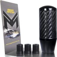 🚗 mega racer carbon fiber shift knob: genuine 100% real carbon fiber grip for buttonless automatic and manual transmission vehicles (4/5/6 speed), sleek black top and bottom logo