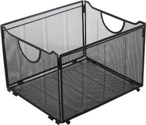 img 1 attached to 📦 Streamlined Black Metal Mesh File Box: Sleek Foldable Storage Crate for Organized Home and Office Filing