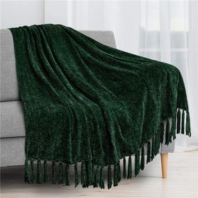 img 4 attached to PAVILIA Chenille Blanket Decorative Lightweight Bedding