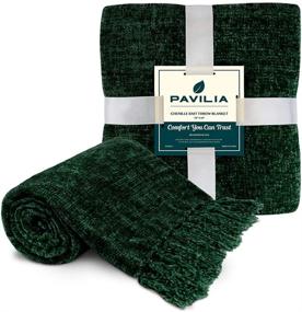 img 3 attached to PAVILIA Chenille Blanket Decorative Lightweight Bedding