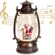 🎶 musical christmas snow globe lantern: glitter santa deer holiday decor gift with timer and usb music логотип